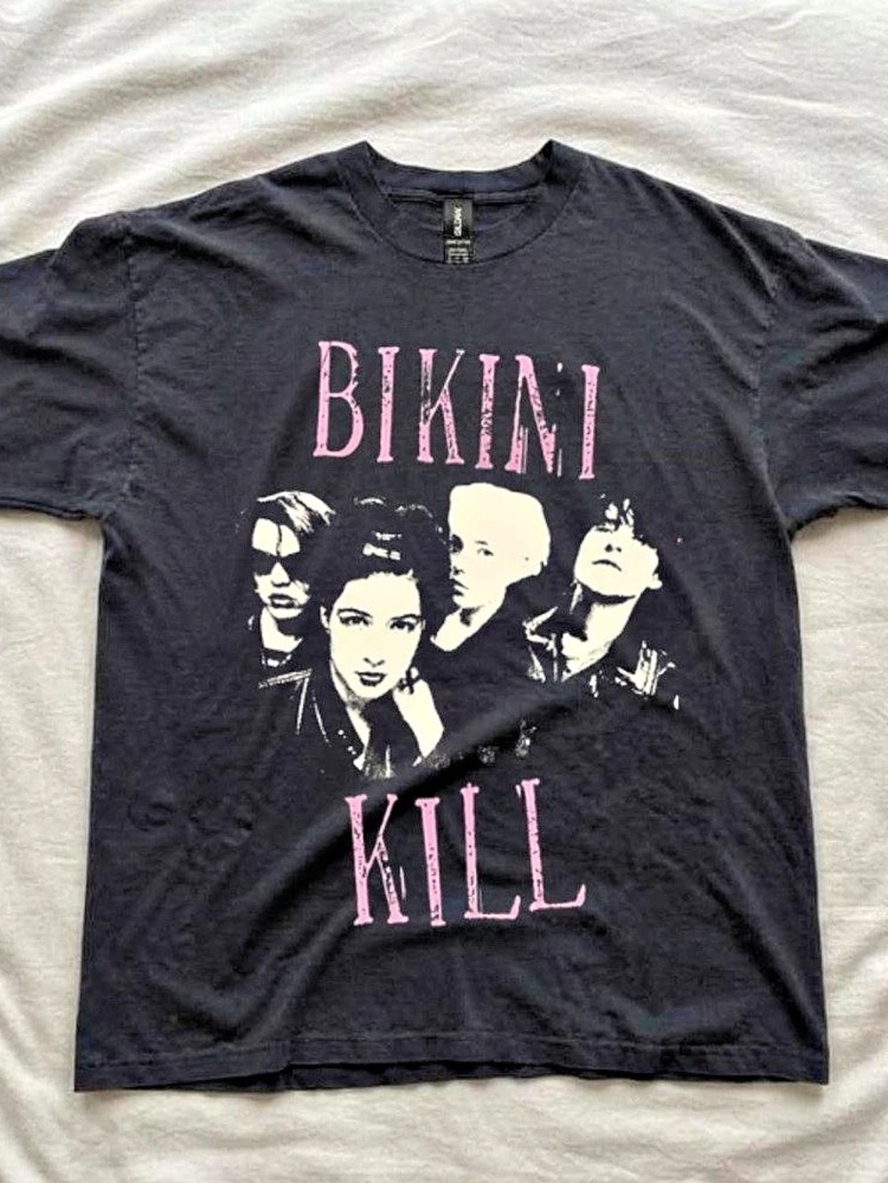 Bikini Kill Band Graphic T-Shirt Black & Pink